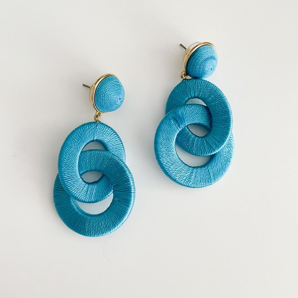J. Crew Factory Interlocking Drop Earrings (Island Turquoise)